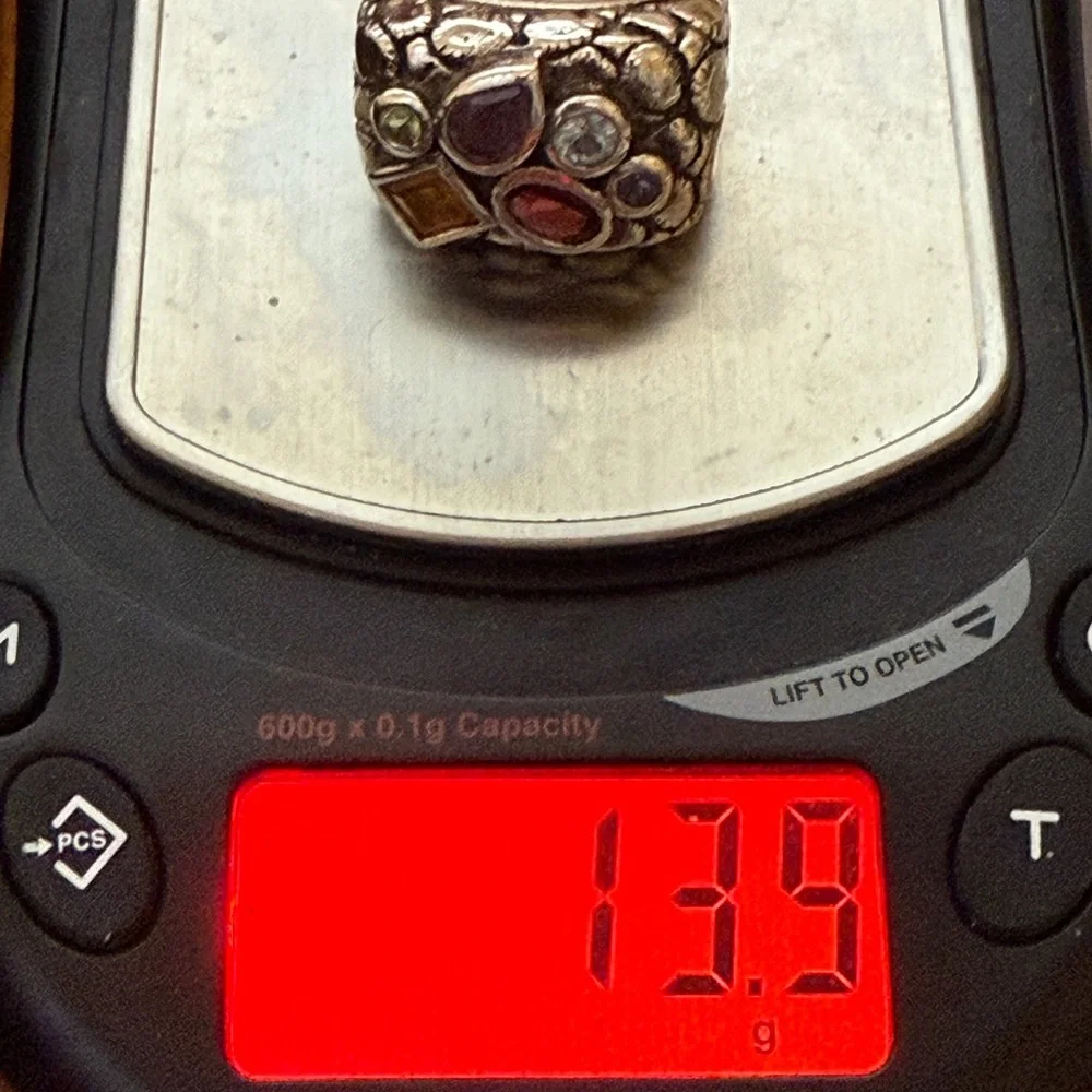 Vintage Chi Multiple Semi Precious Stone Sterling Silver Ring - Picture 3 of 8